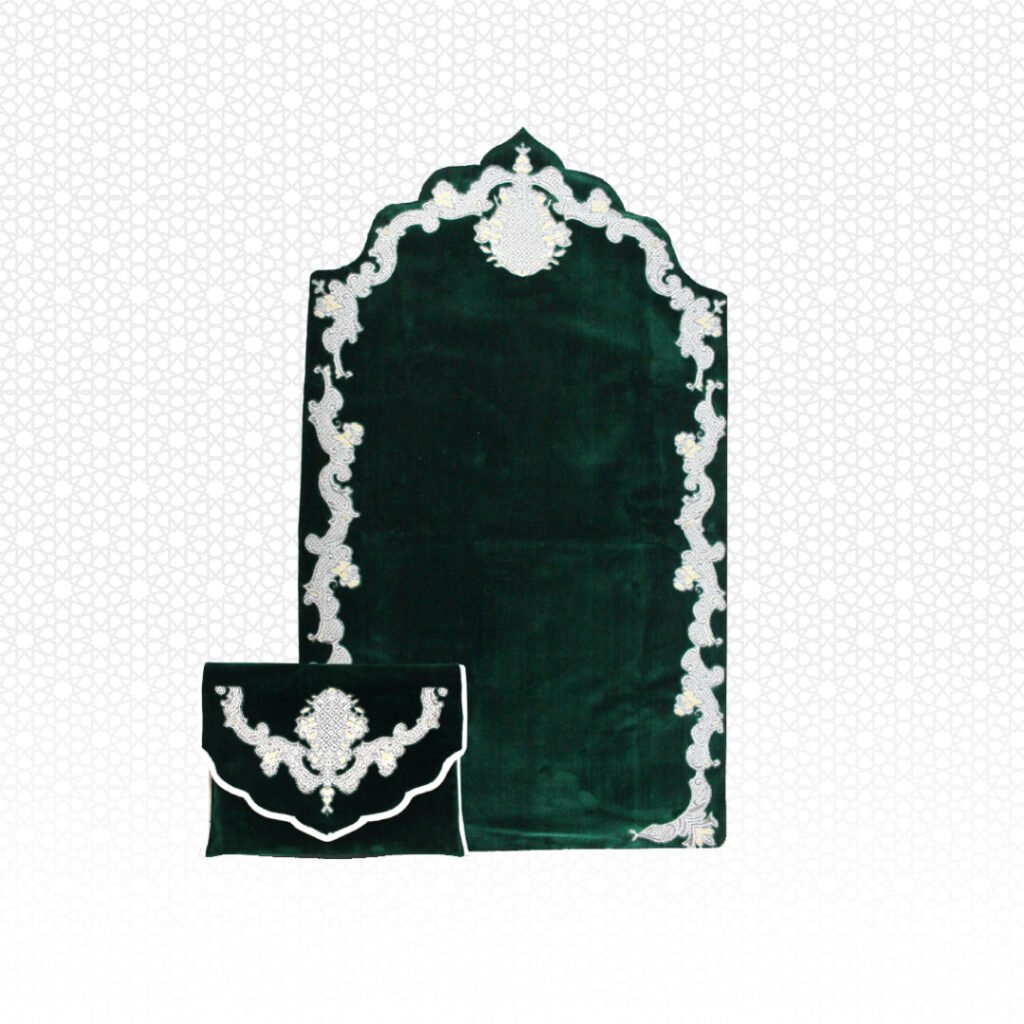 Minwal Green Padded Velvet Prayer Mat